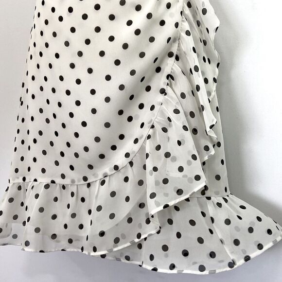 All Saints Dress Krystal Dot Wrap Ruffle White Black NWOT Sz Sm - Picture 4 of 8